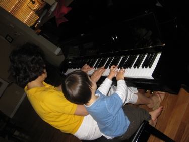 playing piano with A-Ma