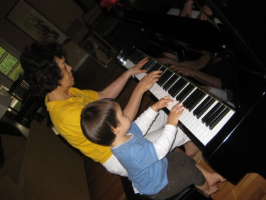 playing piano with A-Ma