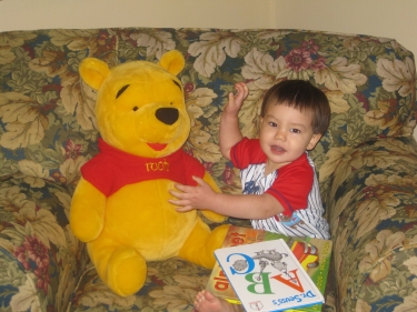 hanign out with Winnie the Pooh