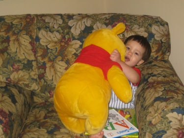 hanging out with Winnie the Pooh