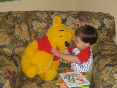 hanign out with Winnie the Pooh