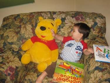 hanign out with Winnie the Pooh